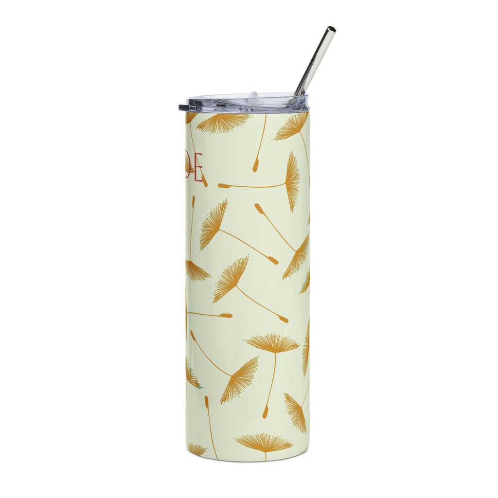 Bachelorette themed 20oz Stainless Steel Tumbler — Gold Dandelion Floral Bridesmaid Gift