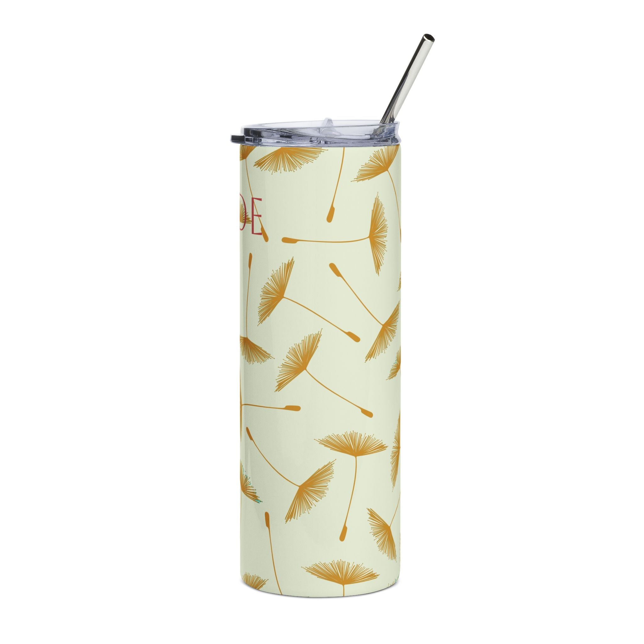 Bachelorette themed 20oz Stainless Steel Tumbler — Gold Dandelion Floral Bridesmaid Gift