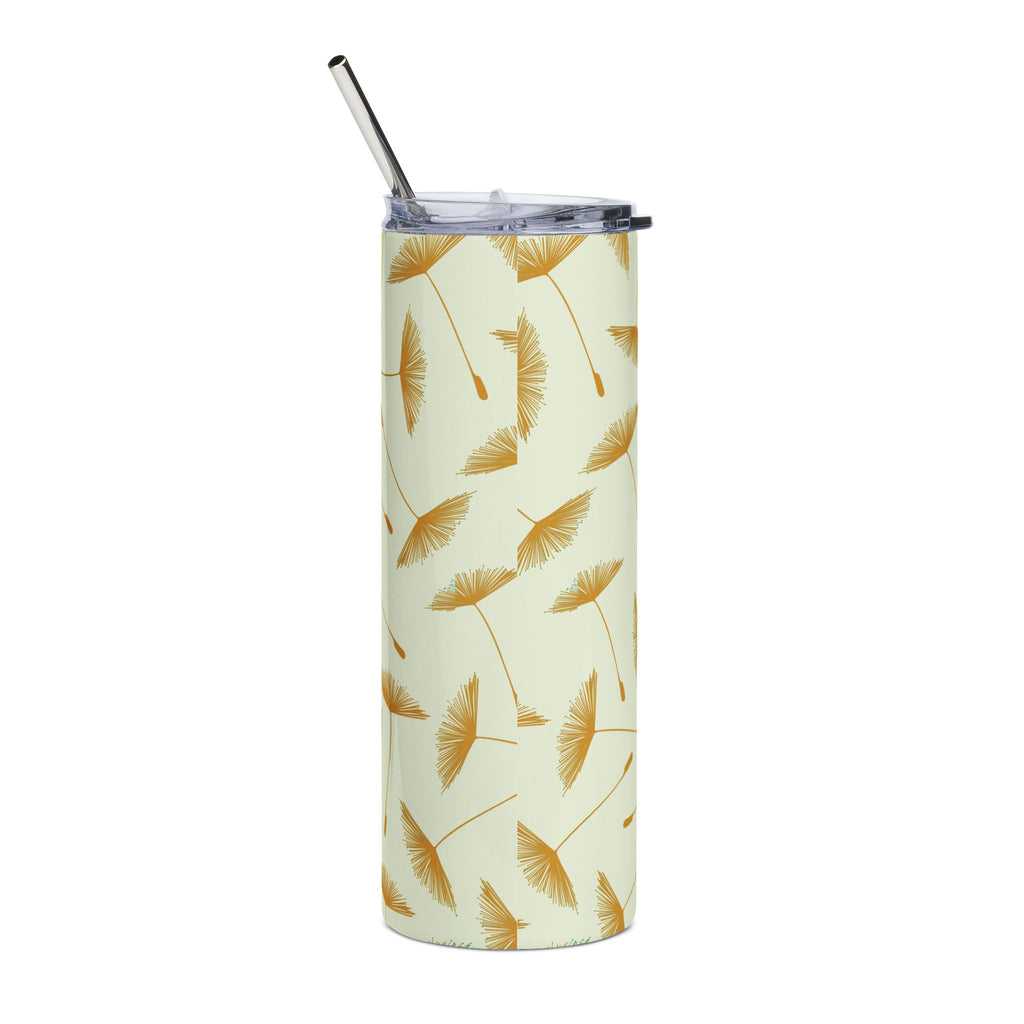 Bachelorette themed 20oz Stainless Steel Tumbler — Gold Dandelion Floral Bridesmaid Gift
