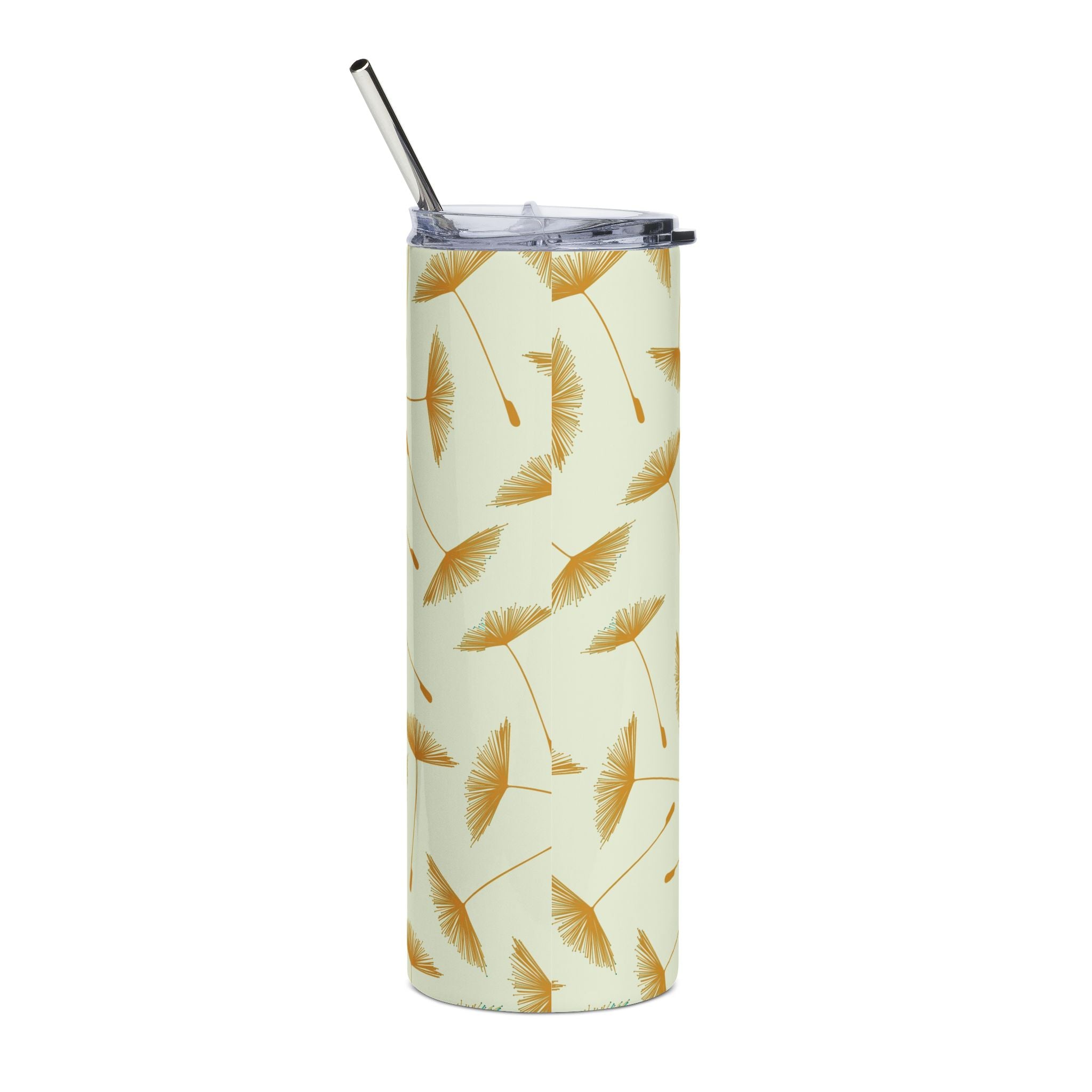 Bachelorette themed 20oz Stainless Steel Tumbler — Gold Dandelion Floral Bridesmaid Gift