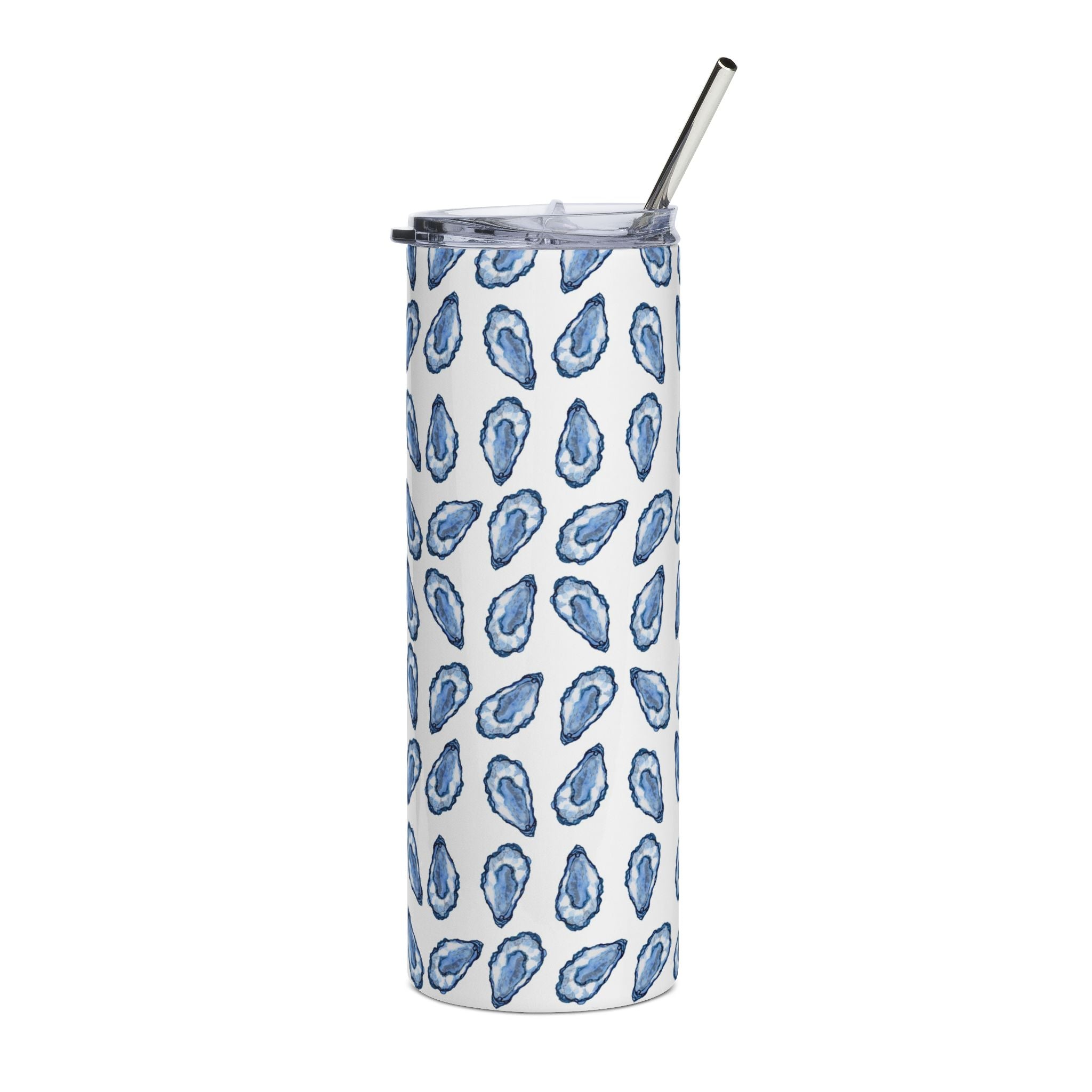 Blue Oyster Print Stainless Steel Tumbler, 20oz
