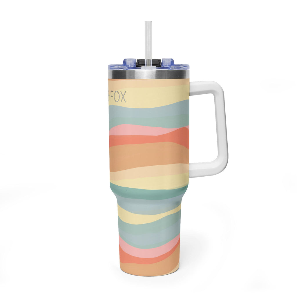 40oz Vacuum Tumbler - Retro Wavy Stripes "Piper & Fox" Insulated Travel Cup