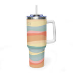 40oz Vacuum Tumbler - Retro Wavy Stripes "Piper & Fox" Insulated Travel Cup