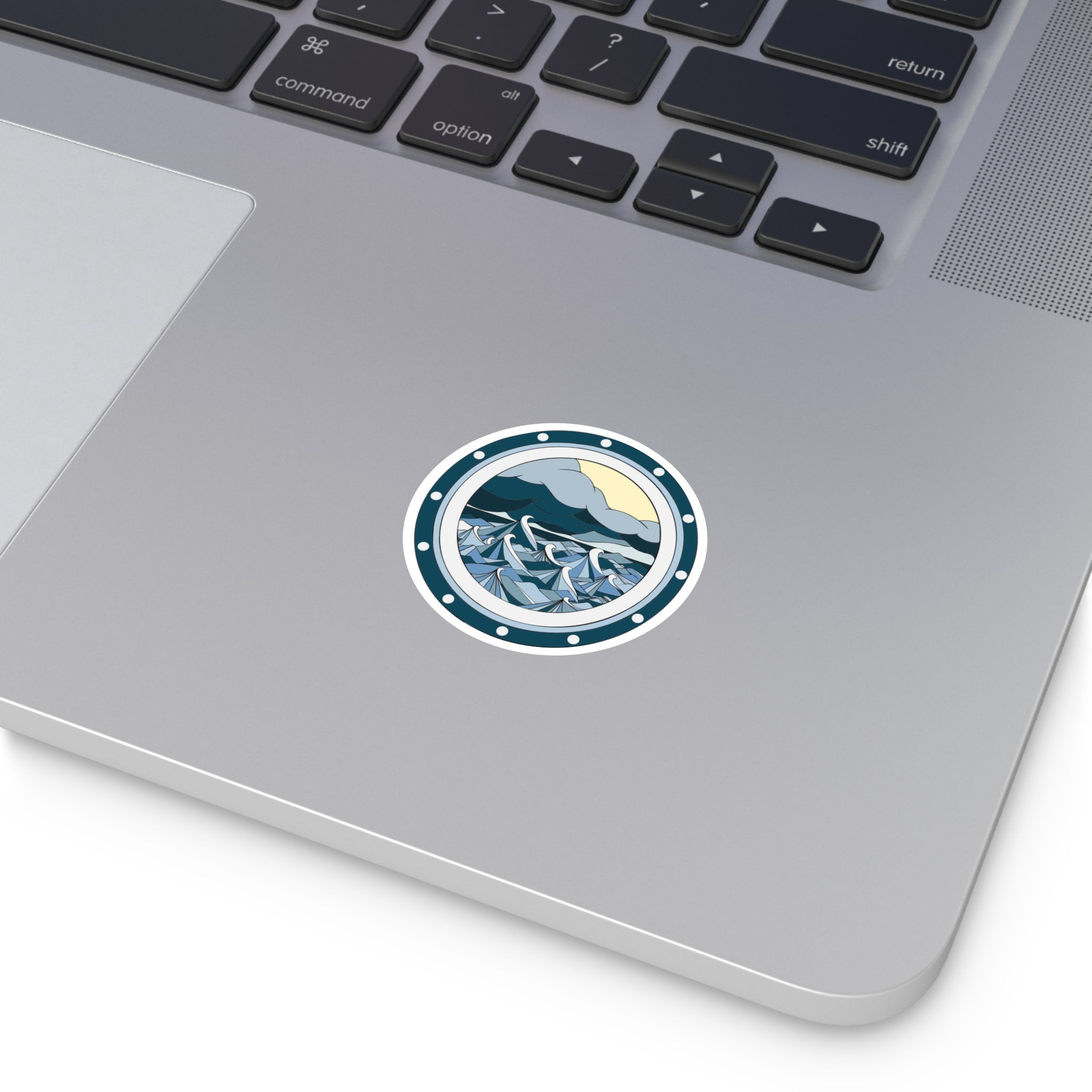 Ocean Waves Round Stickers, Nautical Decor for Laptop, Water Bottle, Boat, Beach Lovers, Unique Gifts, Indoor/Outdoor