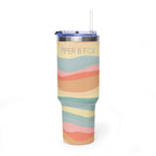 40oz Vacuum Tumbler - Retro Wavy Stripes "Piper & Fox" Insulated Travel Cup