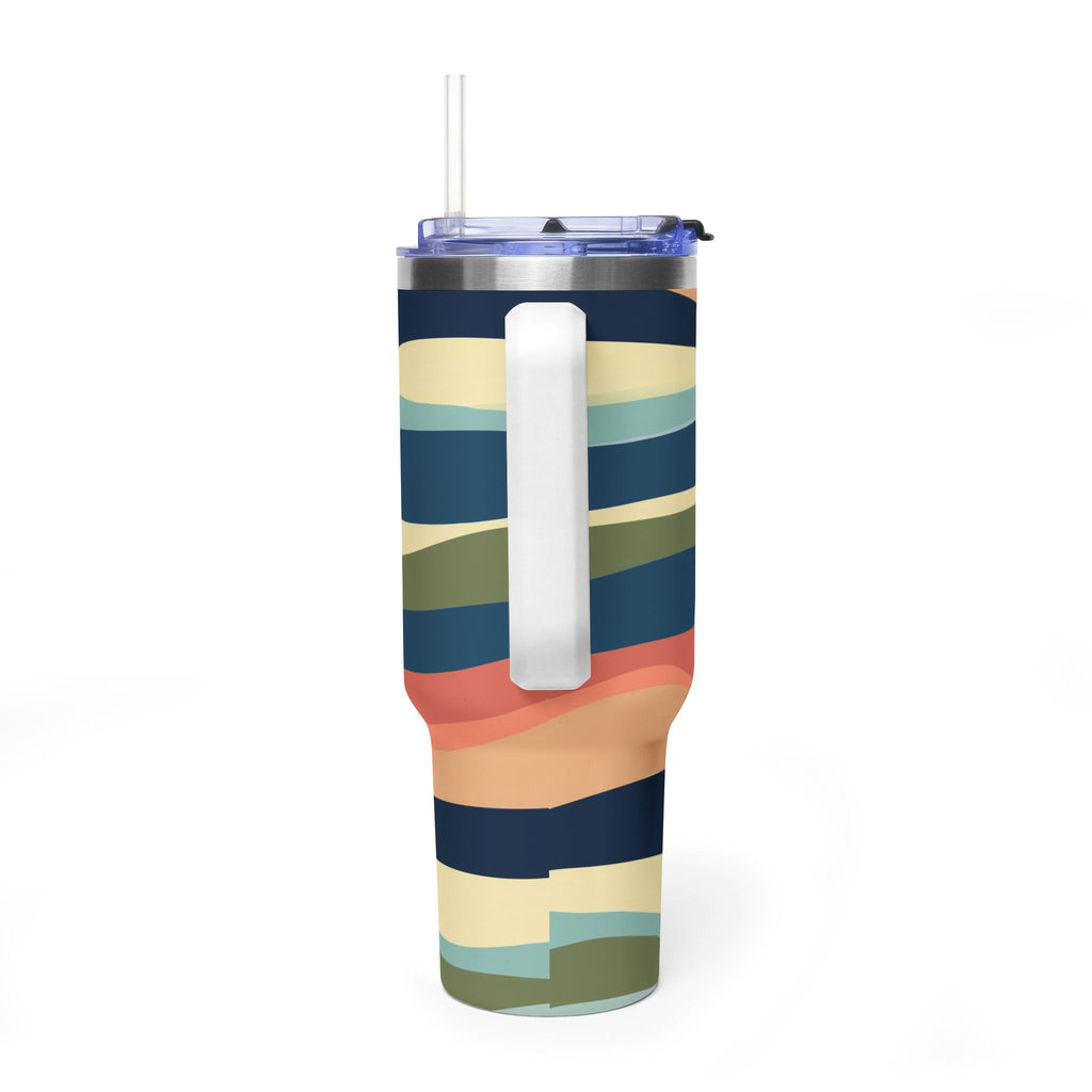 40oz Vacuum Tumbler – Retro Wavy Stripes Insulated Travel Cup (PIPER & FOX)