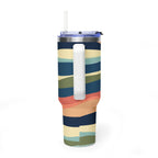 40oz Vacuum Tumbler – Retro Wavy Stripes Insulated Travel Cup (PIPER & FOX)