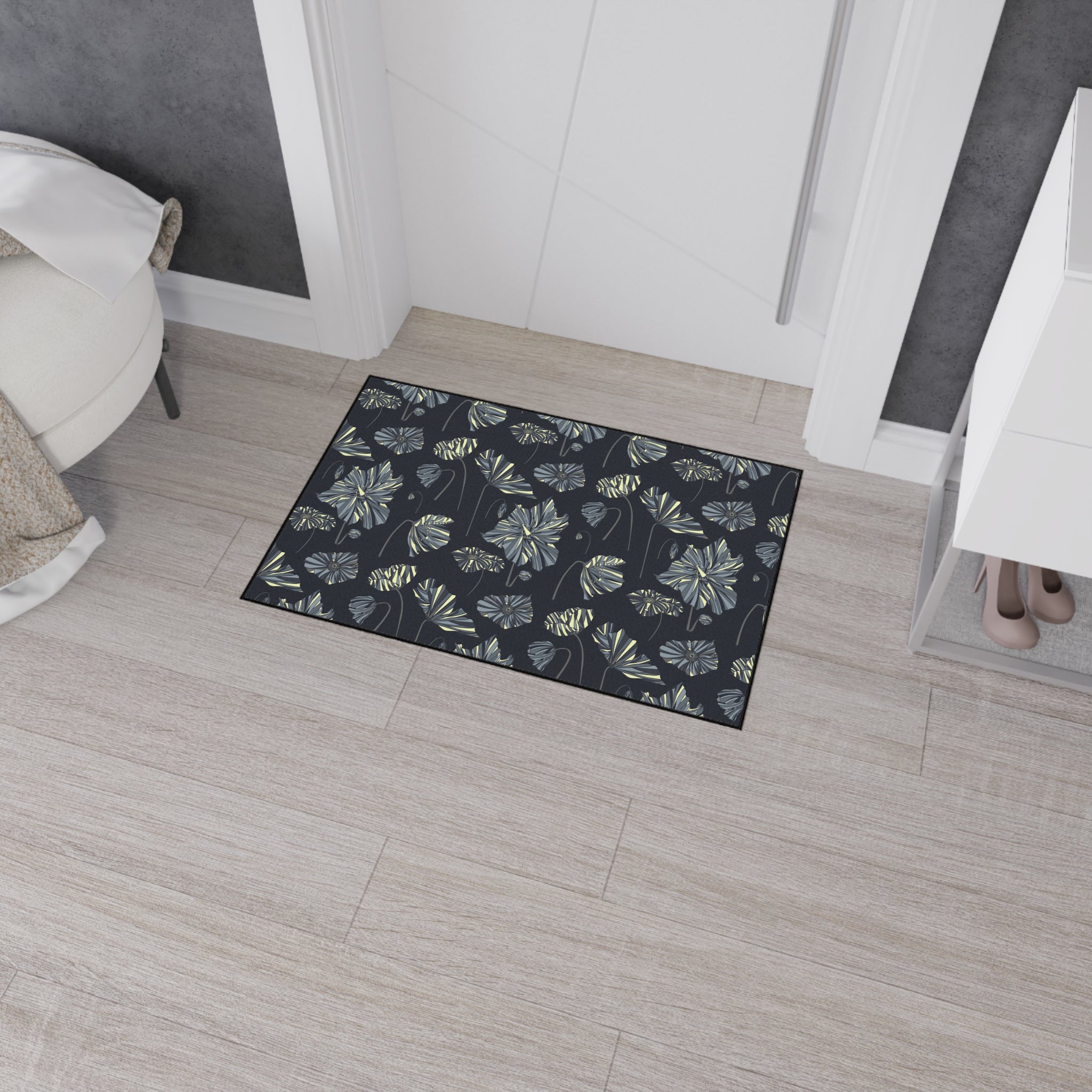 Heavy Duty Indoor/Outdoor Door Mat - Midnight Thunder Poppies
