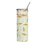 Bachelorette themed 20oz Stainless Steel Tumbler — Gold Dandelion Floral Bridesmaid Gift