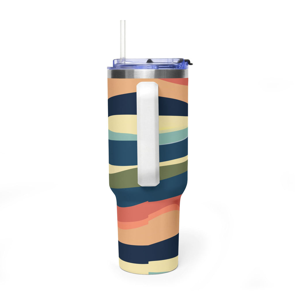 40oz Vacuum Tumbler – Retro Wavy Stripes Insulated Travel Cup (PIPER & FOX)