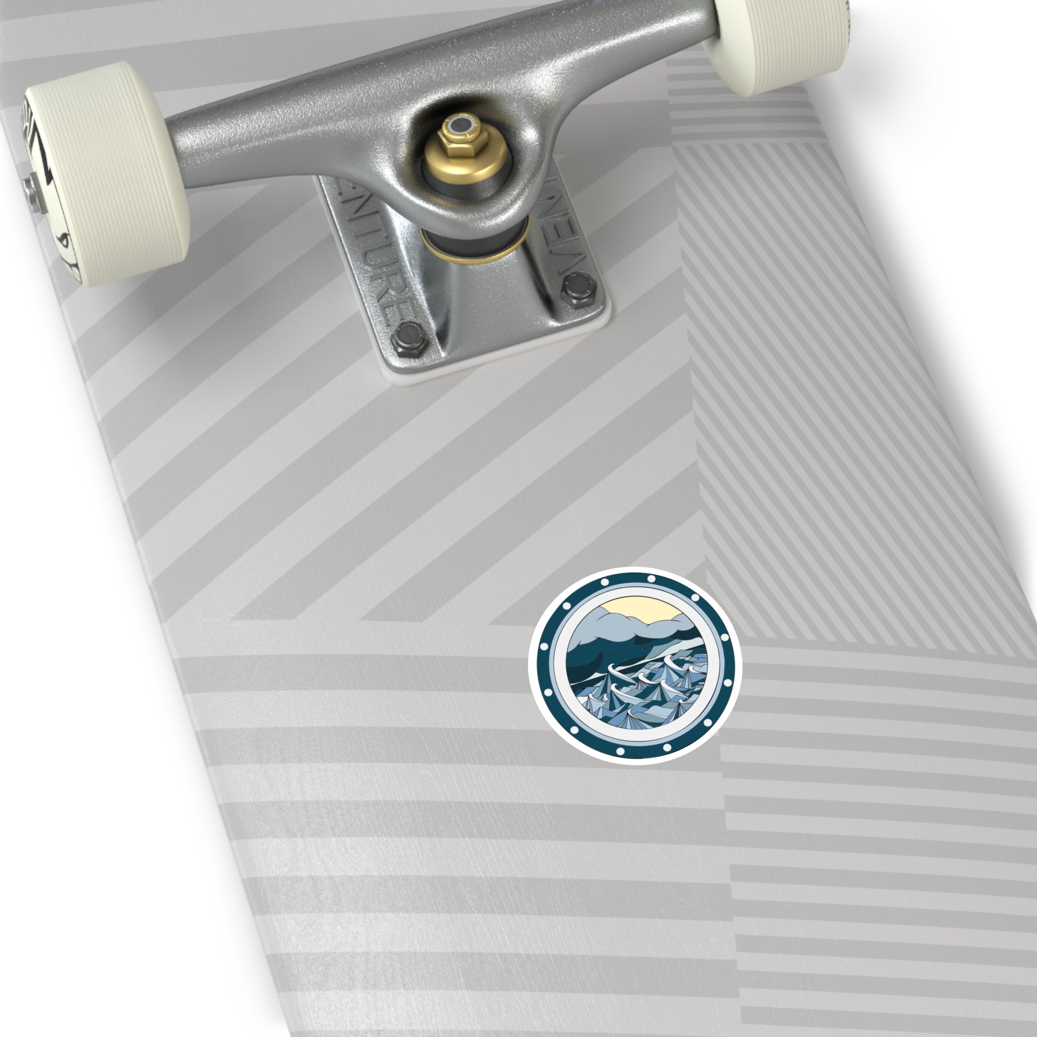 Ocean Waves Round Stickers, Nautical Decor for Laptop, Water Bottle, Boat, Beach Lovers, Unique Gifts, Indoor/Outdoor