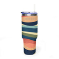 40oz Vacuum Tumbler – Retro Wavy Stripes Insulated Travel Cup (PIPER & FOX)