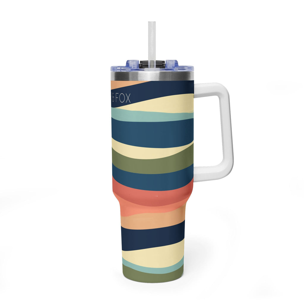 40oz Vacuum Tumbler – Retro Wavy Stripes Insulated Travel Cup (PIPER & FOX)