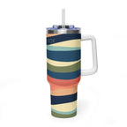 40oz Vacuum Tumbler – Retro Wavy Stripes Insulated Travel Cup (PIPER & FOX)