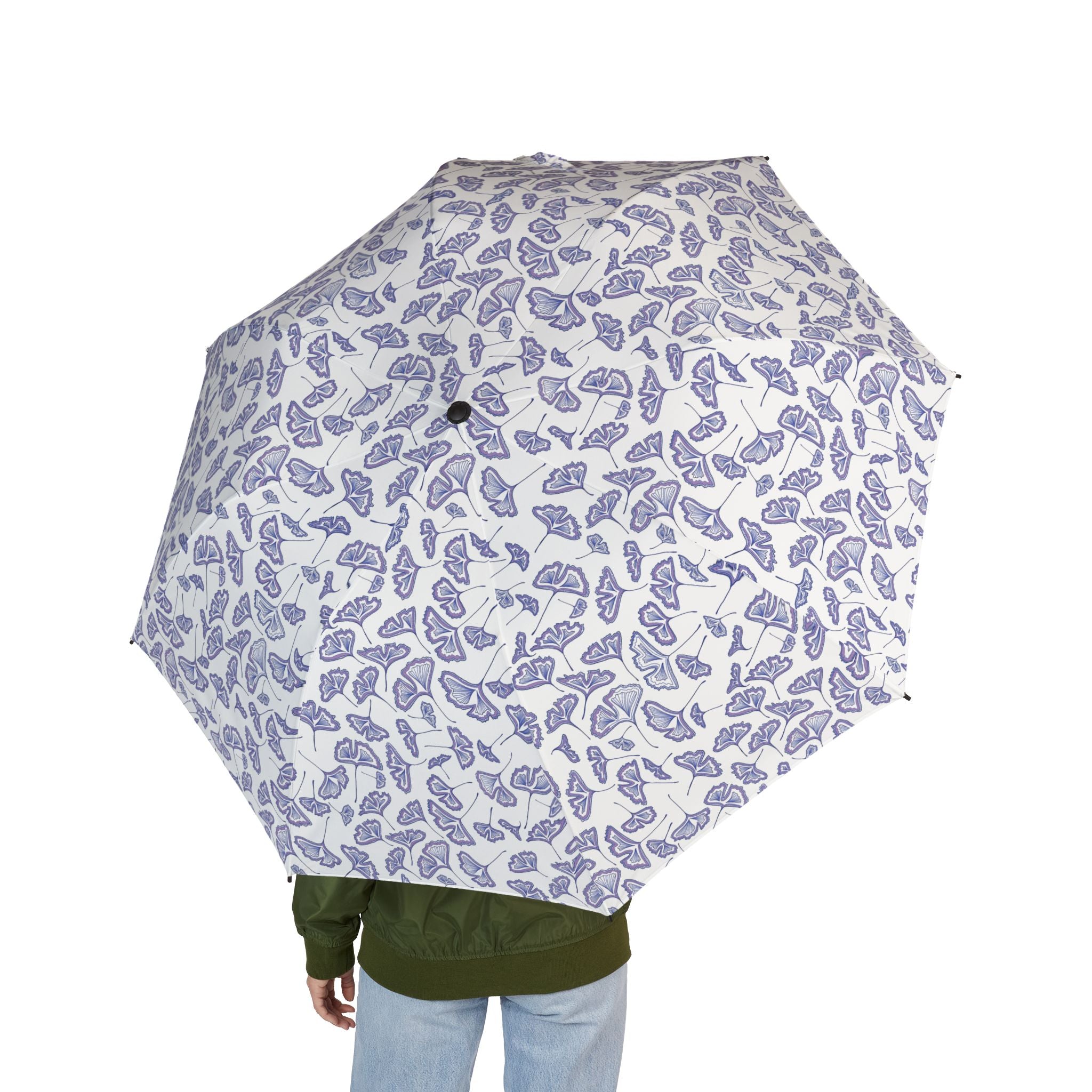 Lavender Gingko Semi-Automatic Umbrella