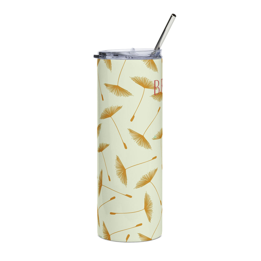 Bachelorette themed 20oz Stainless Steel Tumbler — Gold Dandelion Floral Bridesmaid Gift