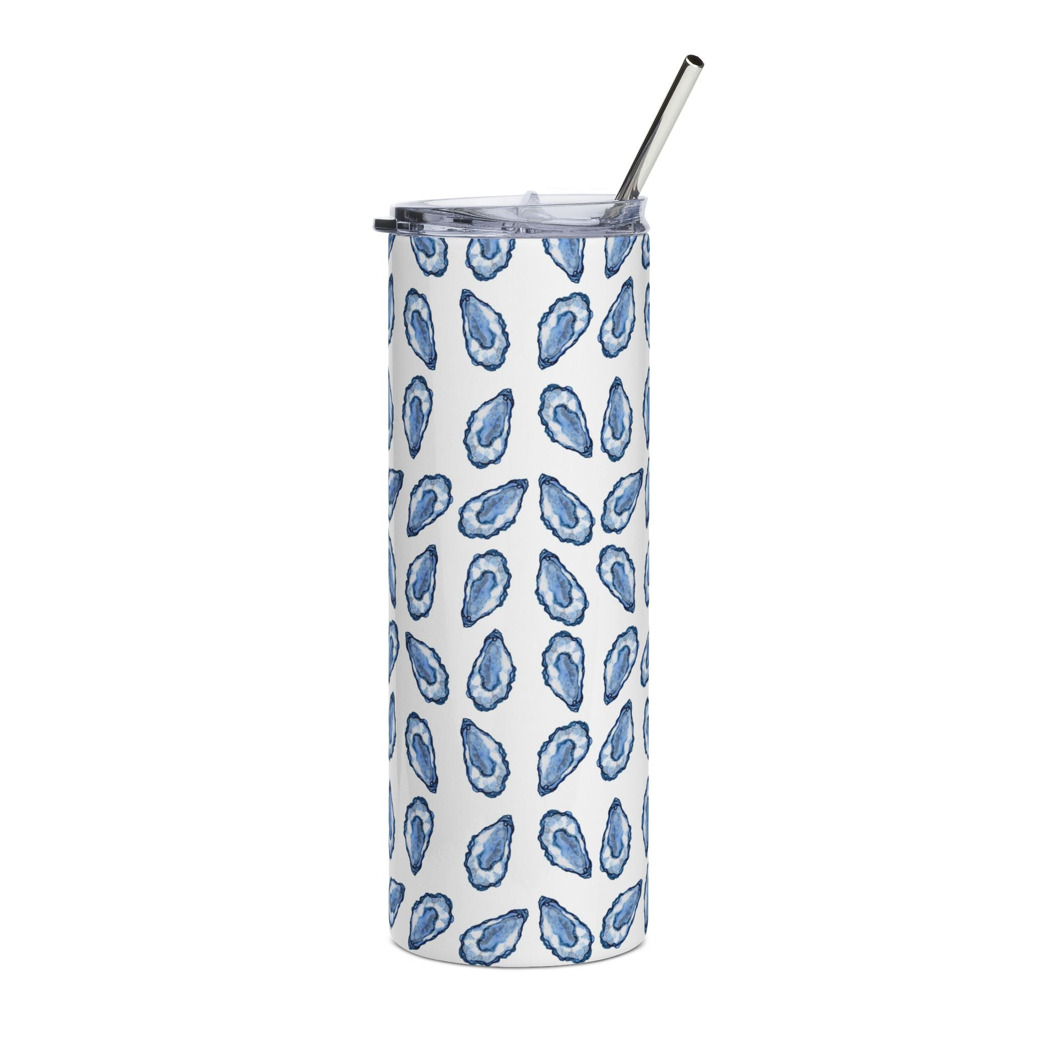 Blue Oyster Print Stainless Steel Tumbler, 20oz