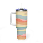 40oz Vacuum Tumbler - Retro Wavy Stripes "Piper & Fox" Insulated Travel Cup