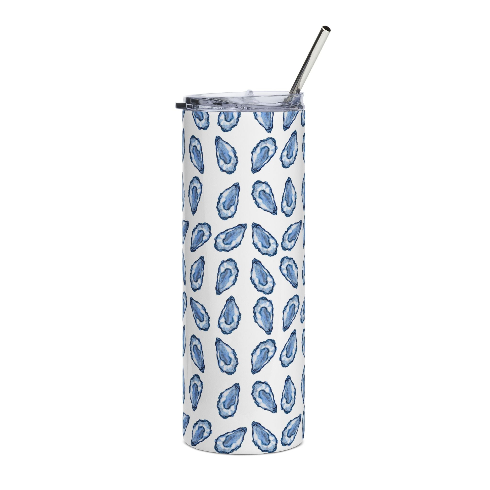 Blue Oyster Print Stainless Steel Tumbler, 20oz