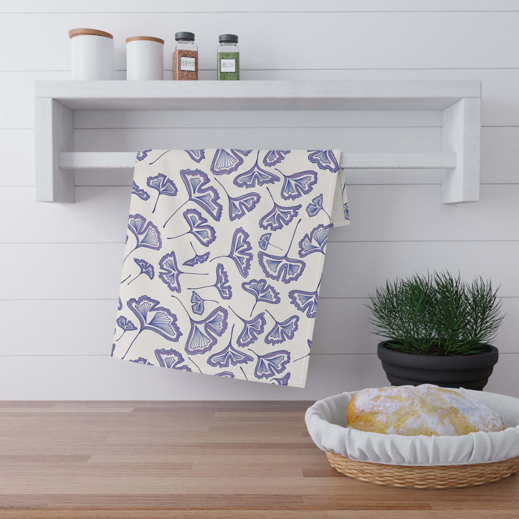 Lavender Gingko Kitchen Tea Towel