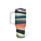 40oz Vacuum Tumbler – Retro Wavy Stripes Insulated Travel Cup (PIPER & FOX)