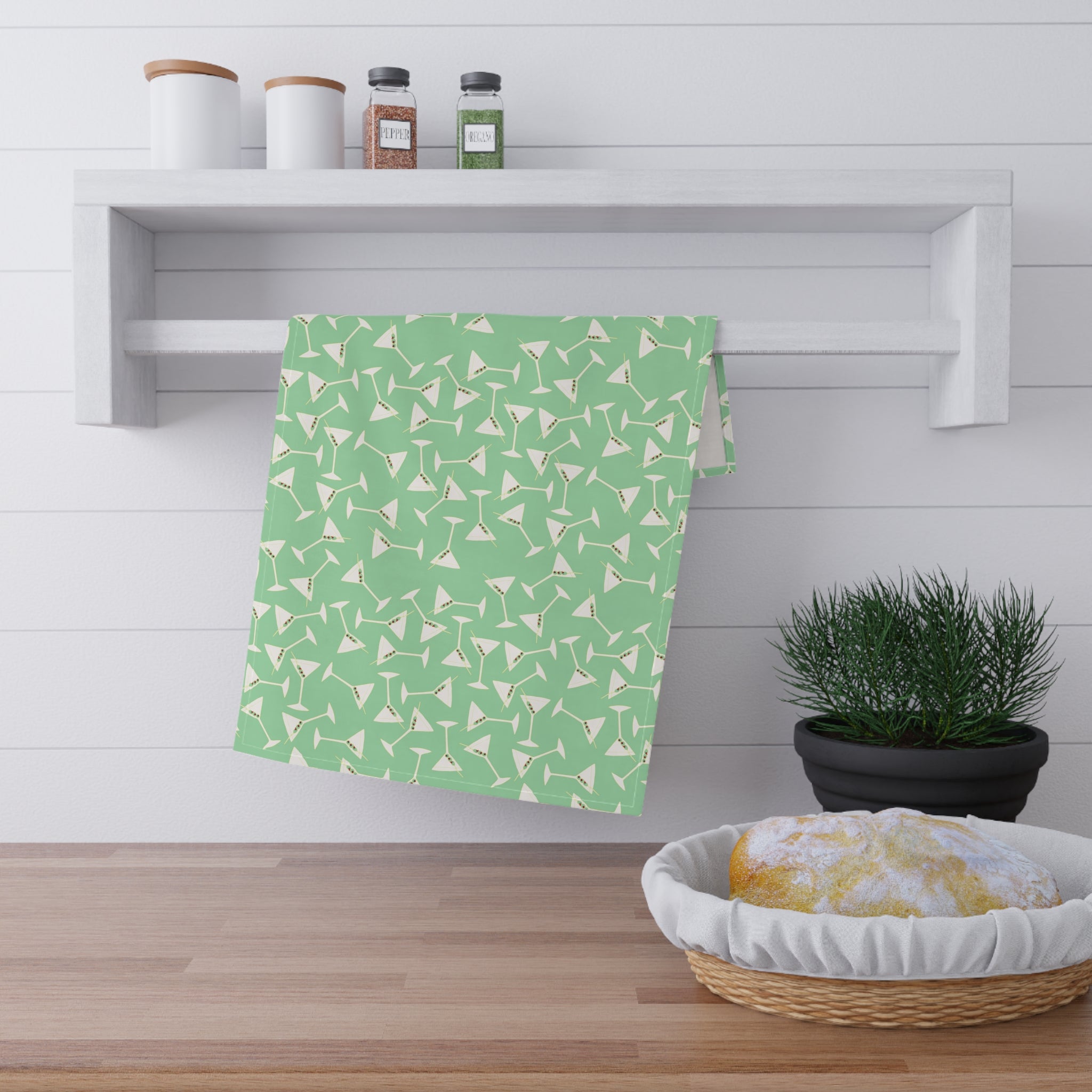 Green - Martini Olives Kitchen Tea Towel