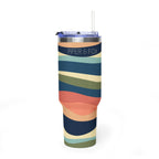 40oz Vacuum Tumbler – Retro Wavy Stripes Insulated Travel Cup (PIPER & FOX)