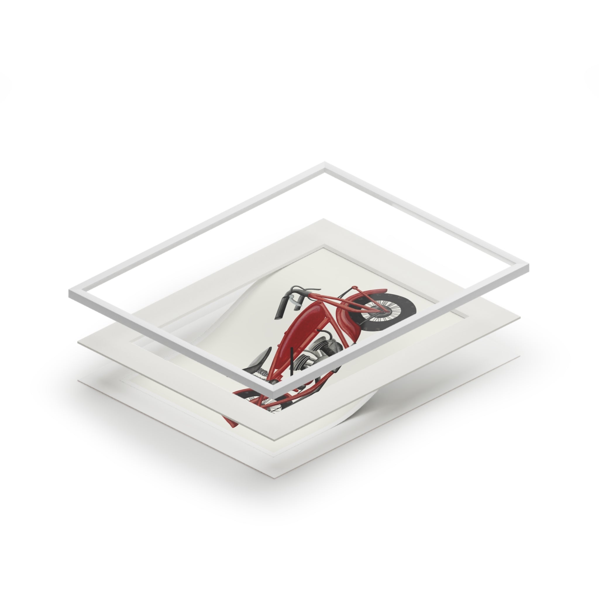 Hand Illustrated Watercolor Vintage Red Motorcycle Art Print