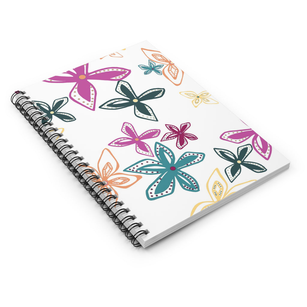 Pink Geo Flowers Notebook - Ruled Line