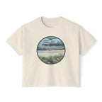 Women's Boxy Tee — Coastal Sunset Circle Graphic Tee