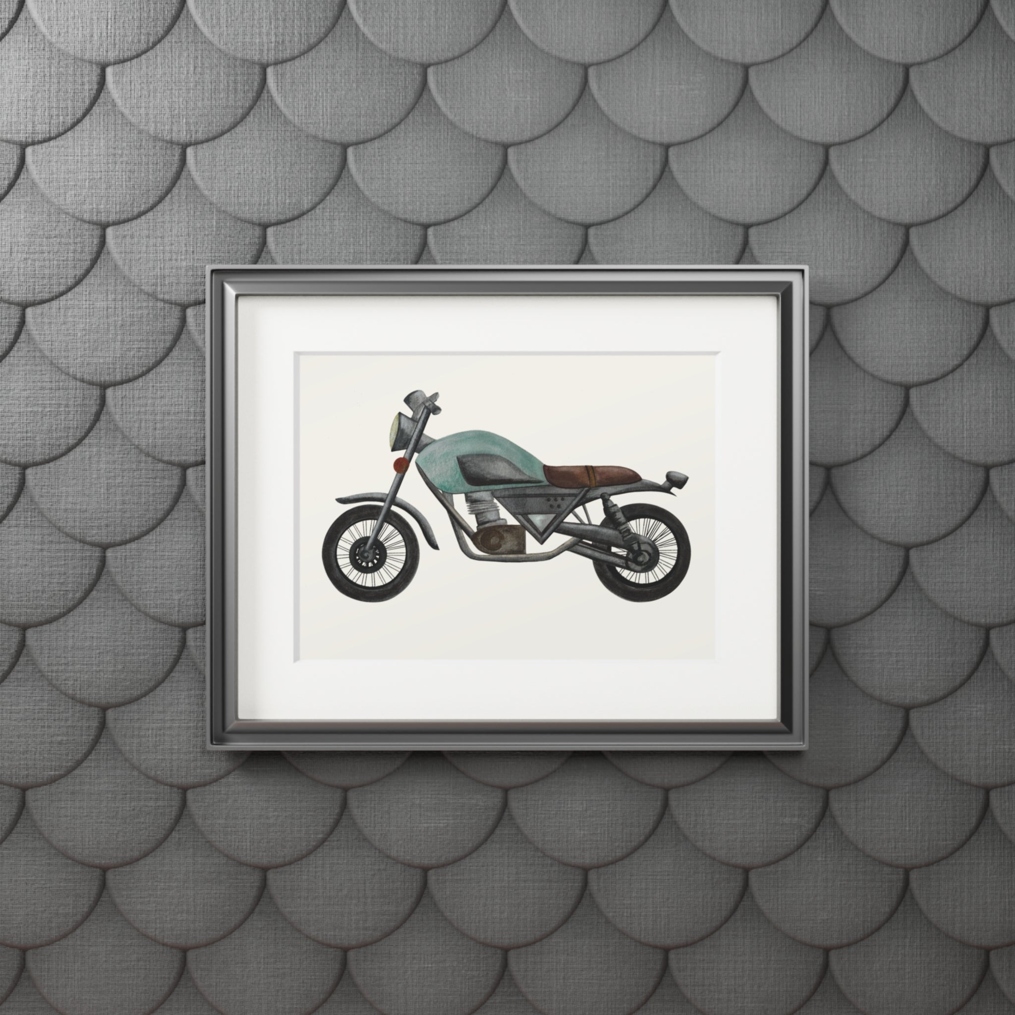 Hand Illustrated Watercolor Vintage Motorcycle Art Print