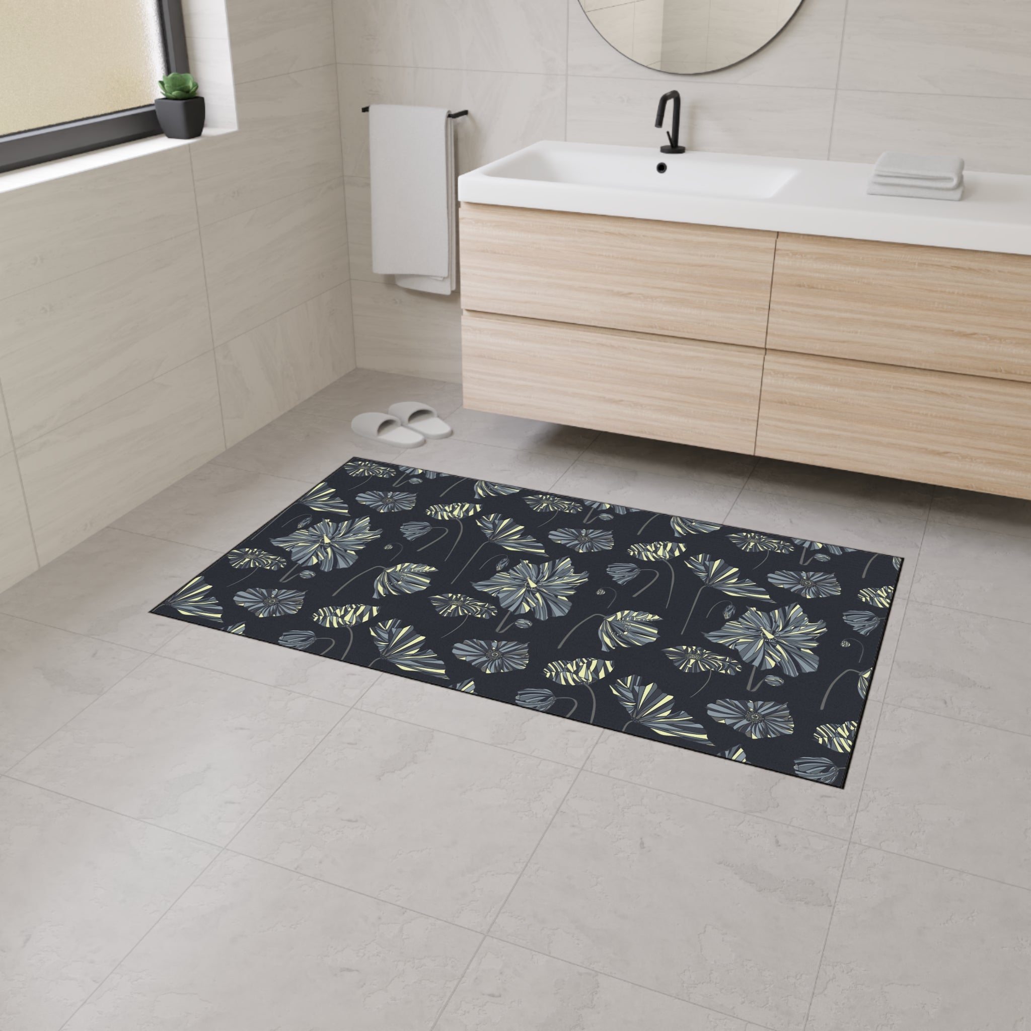 Heavy Duty Indoor/Outdoor Door Mat - Midnight Thunder Poppies
