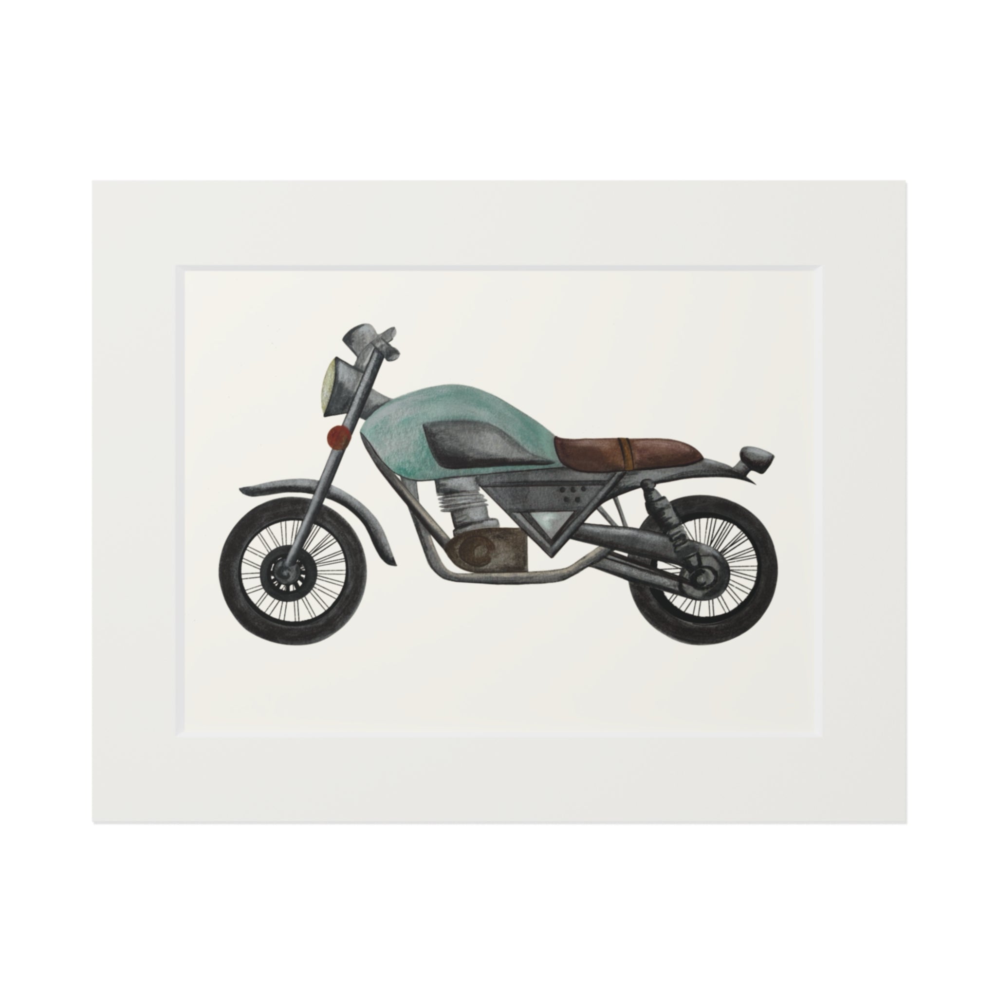 Hand Illustrated Watercolor Vintage Motorcycle Art Print