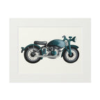 Hand Illustrated Vintage Motorcycle Art Print -Teal