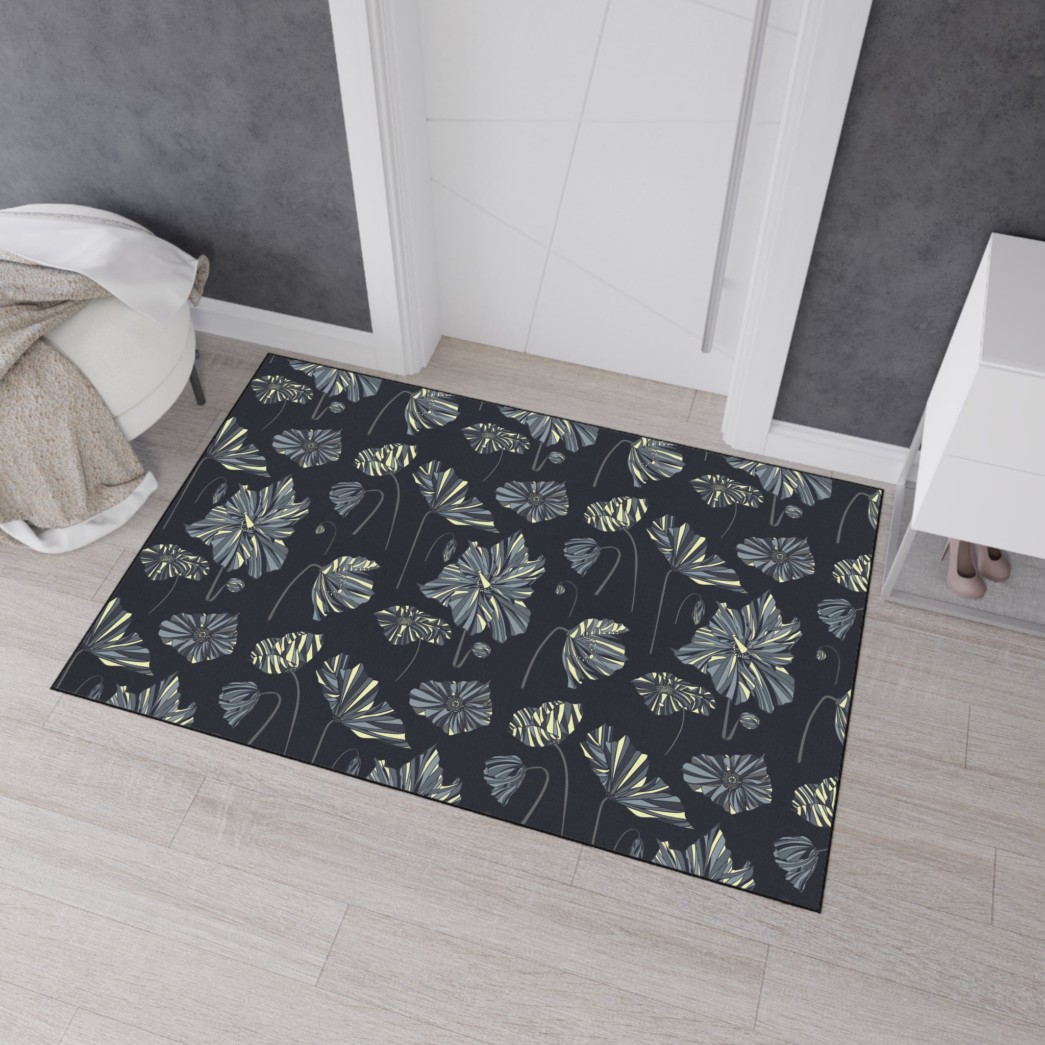 Heavy Duty Indoor/Outdoor Door Mat - Midnight Thunder Poppies