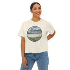 Women's Boxy Tee — Coastal Sunset Circle Graphic Tee