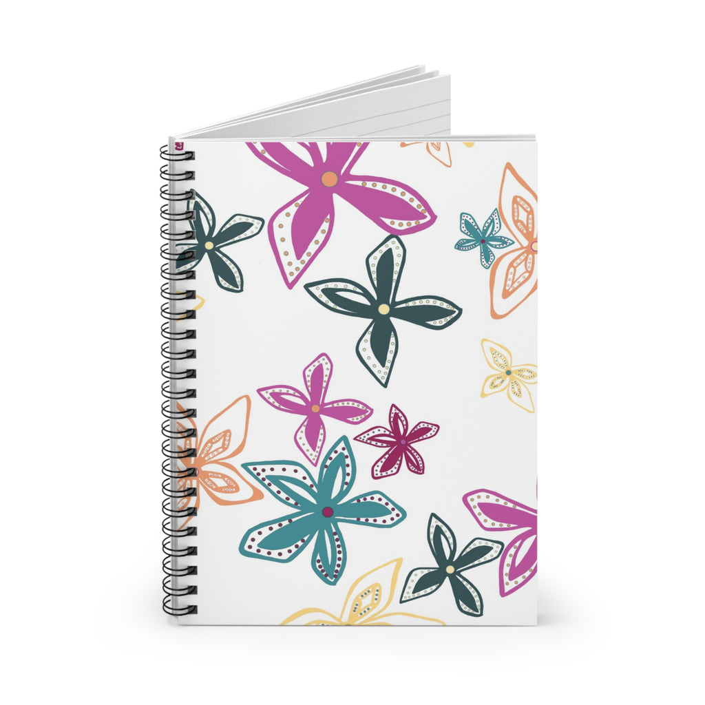 Pink Geo Flowers Notebook - Ruled Line