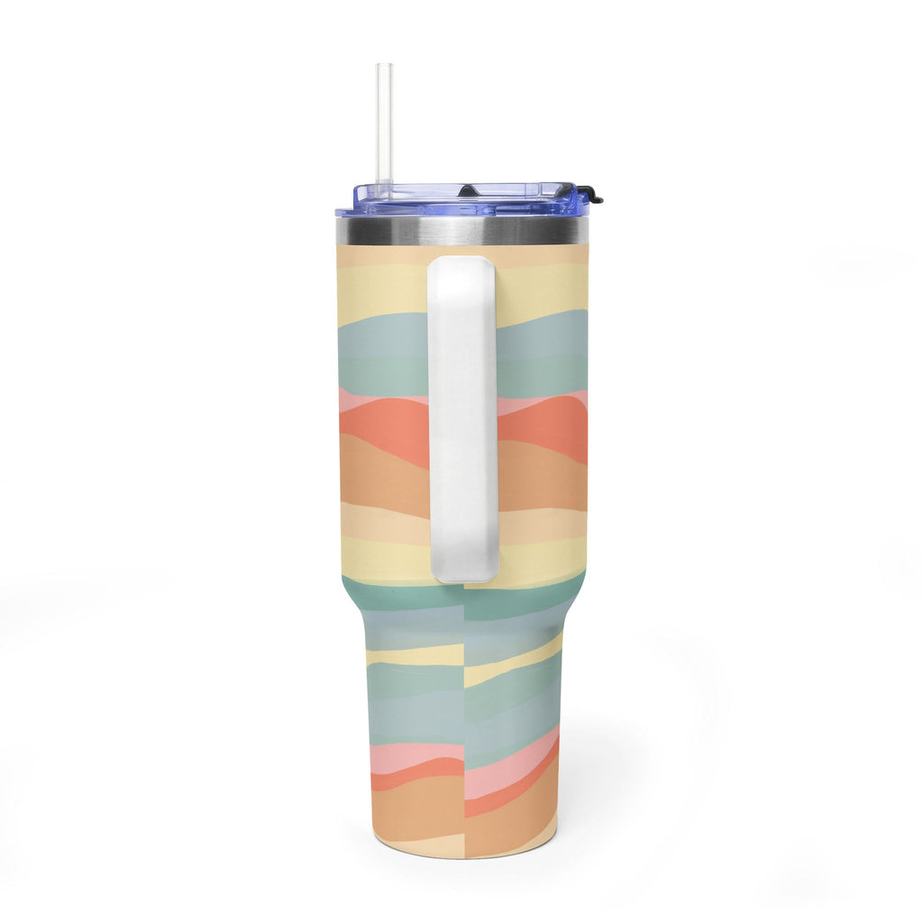 40oz Vacuum Tumbler - Retro Wavy Stripes "Piper & Fox" Insulated Travel Cup