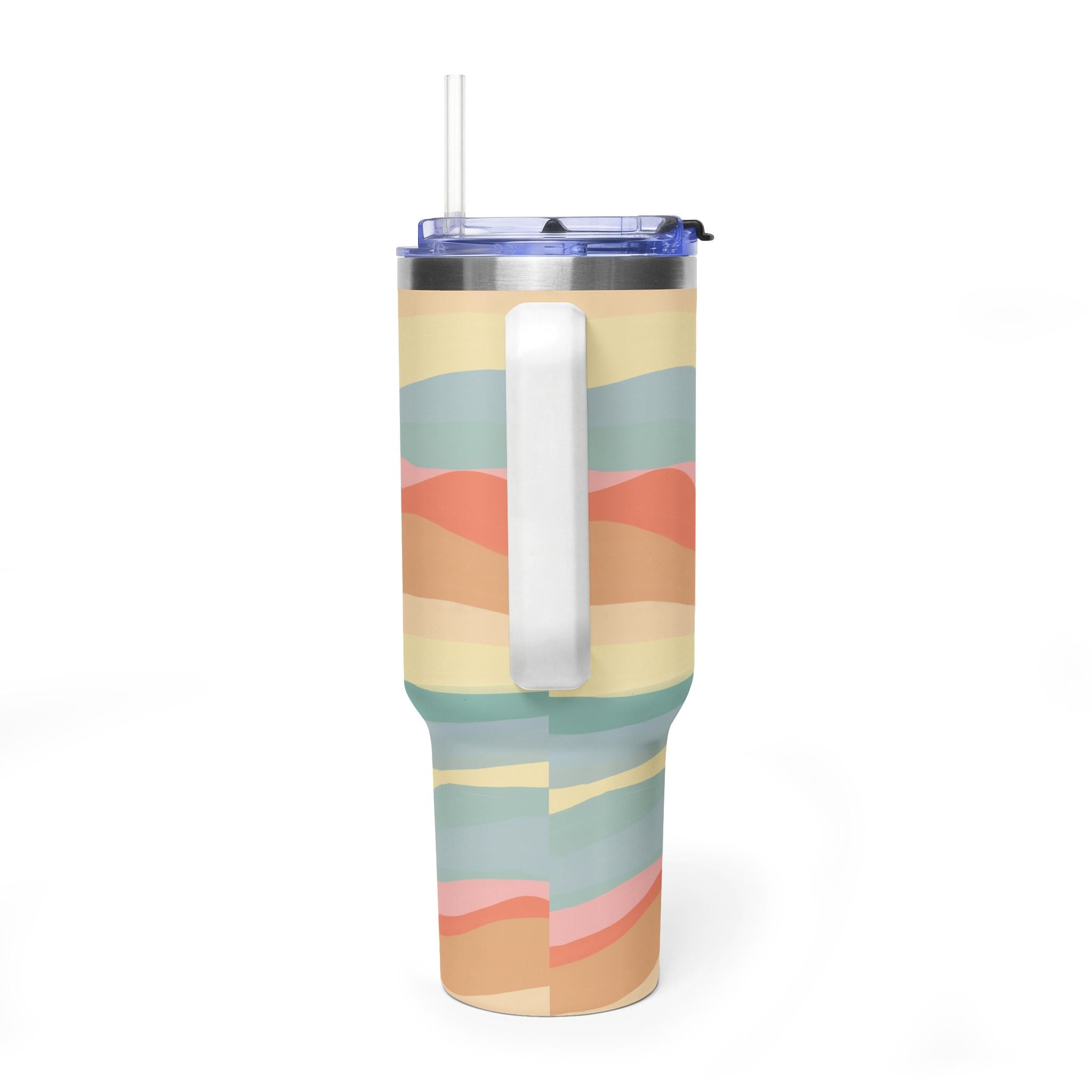 40oz Vacuum Tumbler - Retro Wavy Stripes "Piper & Fox" Insulated Travel Cup